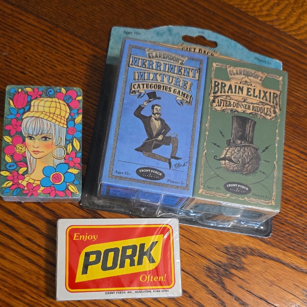 Vintage Card Game Set with Colorful Designs
